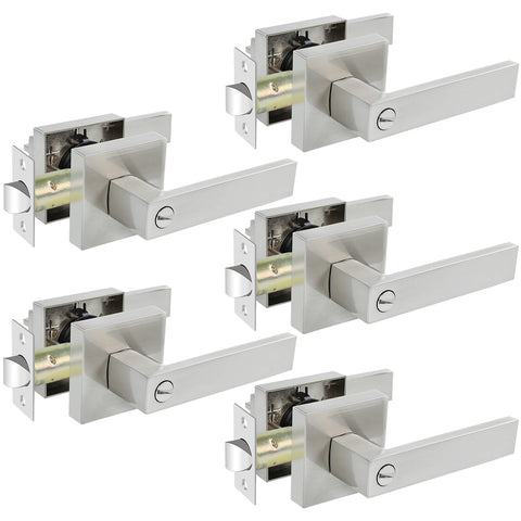 KAMOTA privacy door levers in satin nickel for secure interior access