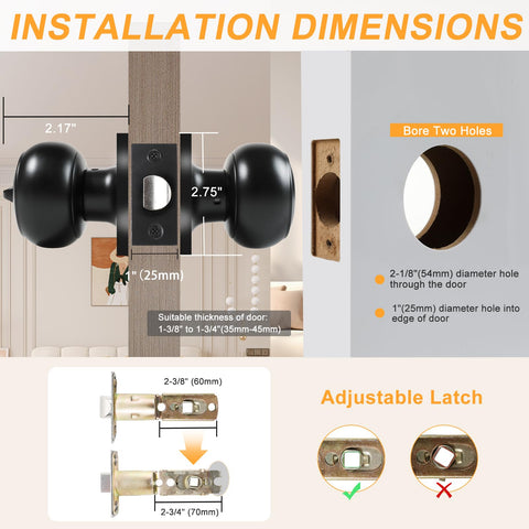 KAMOTA privacy knob adjustable latch options for versatile installation
