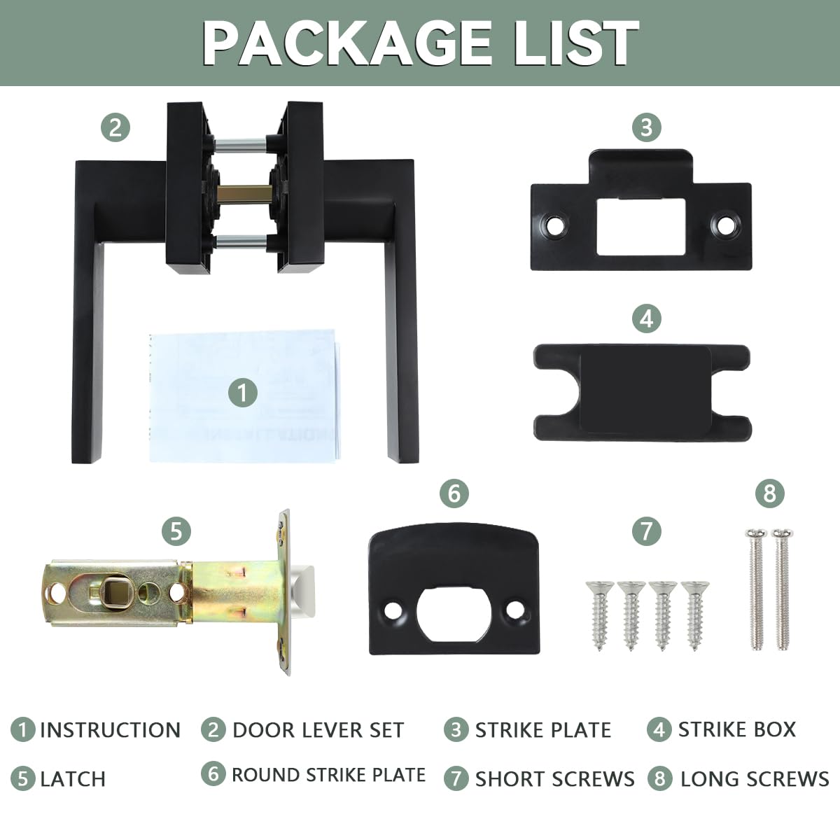 KAMOTA square matte black door knob design suits modern interiors.
