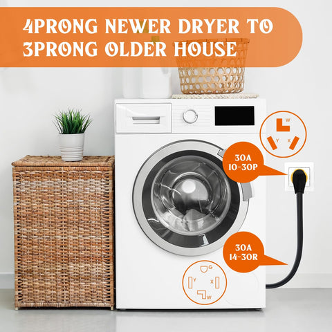 Kanayu dryer adapter female receptacle demonstrates 4 prong outlet compatibility for older homes.