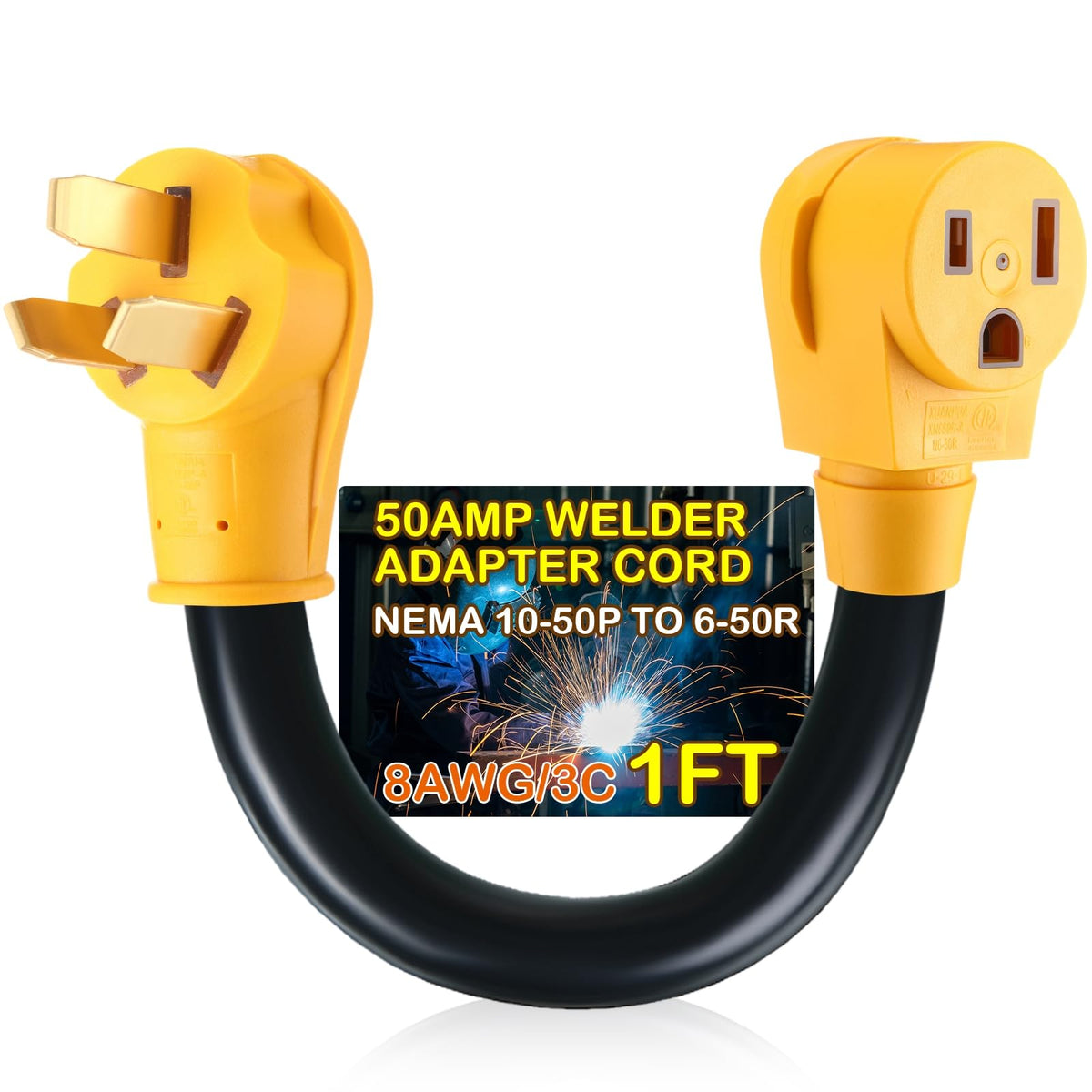 Kanayu welder adapter cord links 10-50P to 6-50R for welding setups