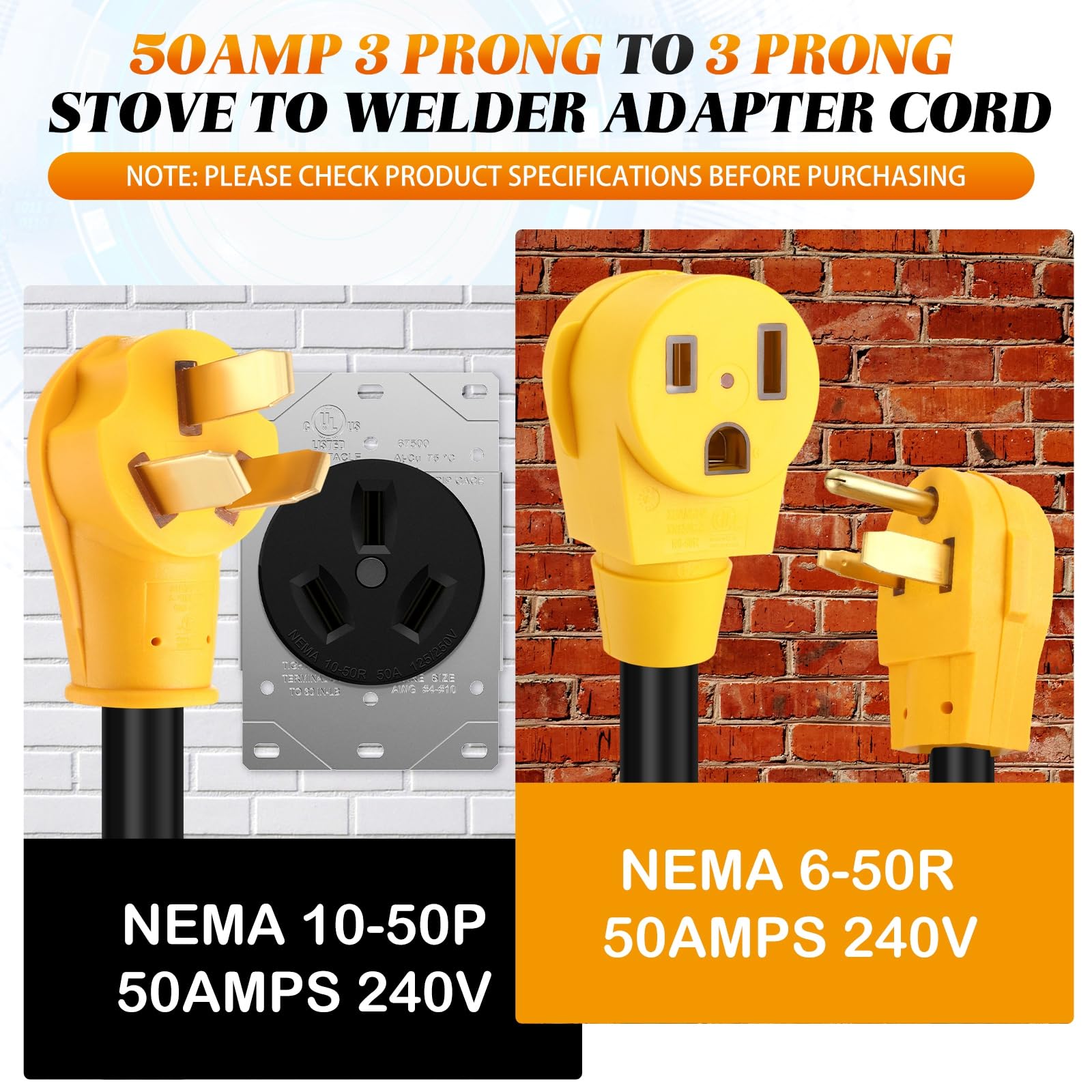 Kanayu adapter compatible with NEMA 10-50P and 6-50R for versatile tools