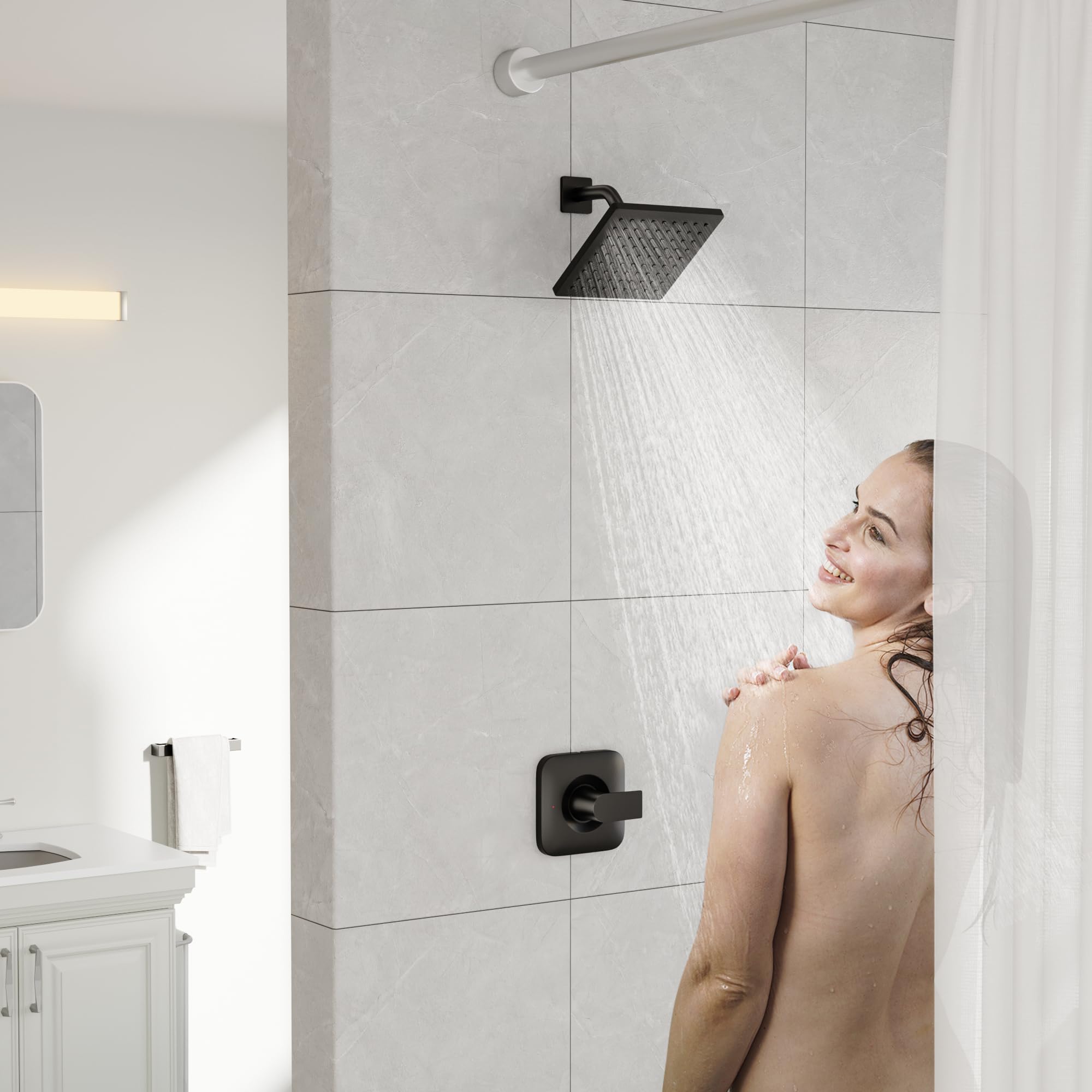KANDENT all-in-one matte black shower trim system for quick upgrades