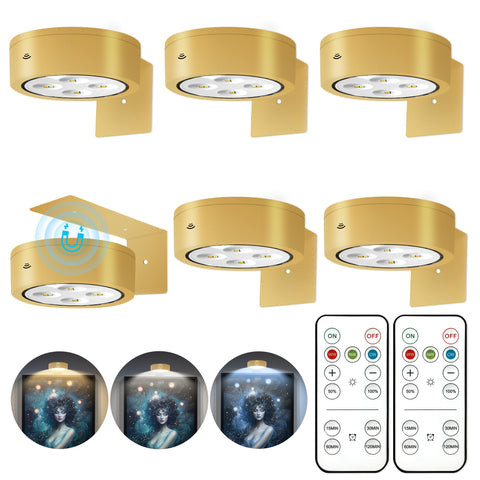Kandicyar 6Pcs Battery-Operated Picture Lights illuminate artwork without cords