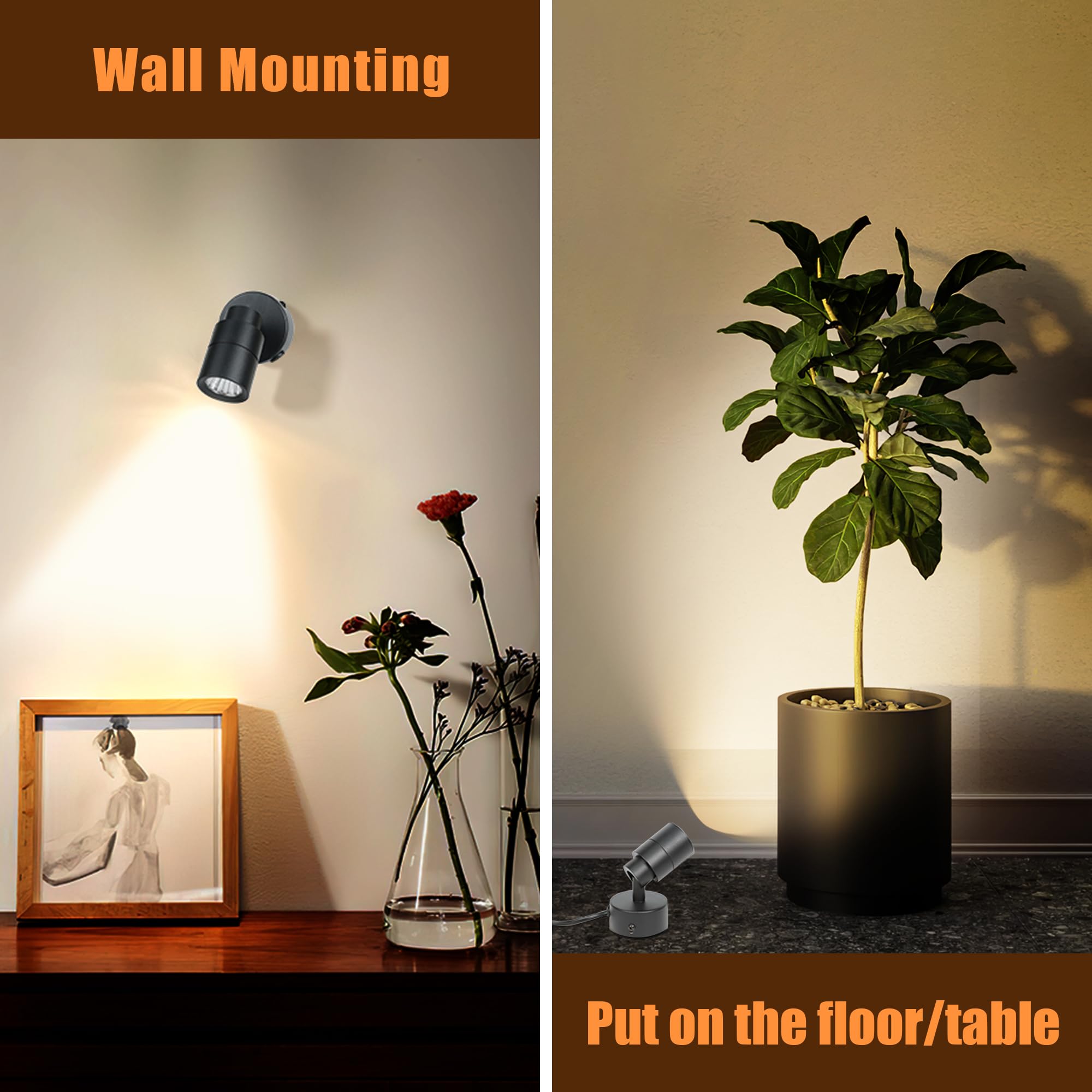 Kandicyar LED spotlight with a 5.9 ft plug cord for easy positioning.