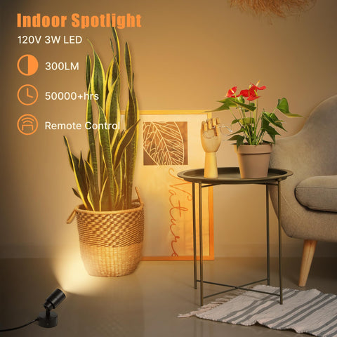 Kandicyar LED spotlight with remote control for easy brightness adjustment.