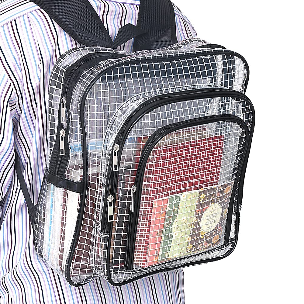 KANGLIFEN ESD clear backpack front view showing transparent design for rapid content checks.
