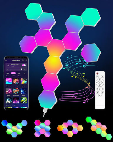 Kangtaixin hexagon LED panel with music sync for dynamic room visuals.