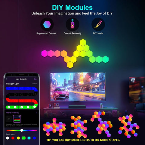 Kangtaixin hexagon LED panel with remote control for easy mood lighting.