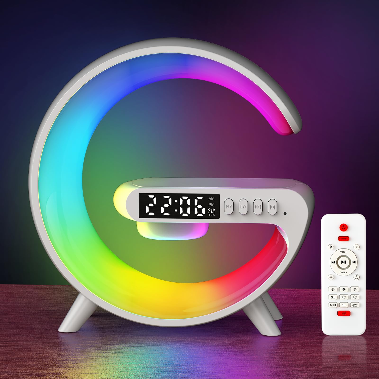 Kangtaixin Wake Up Light Clock front view with sunrise glow for gentle mornings