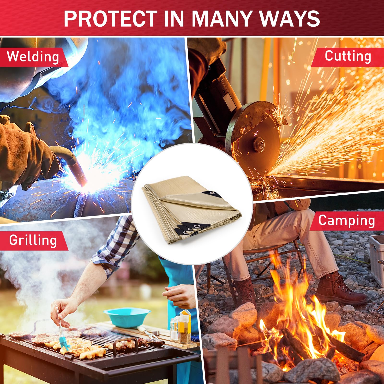 Kanhiro welding blanket protects floors and surfaces during welding tasks.