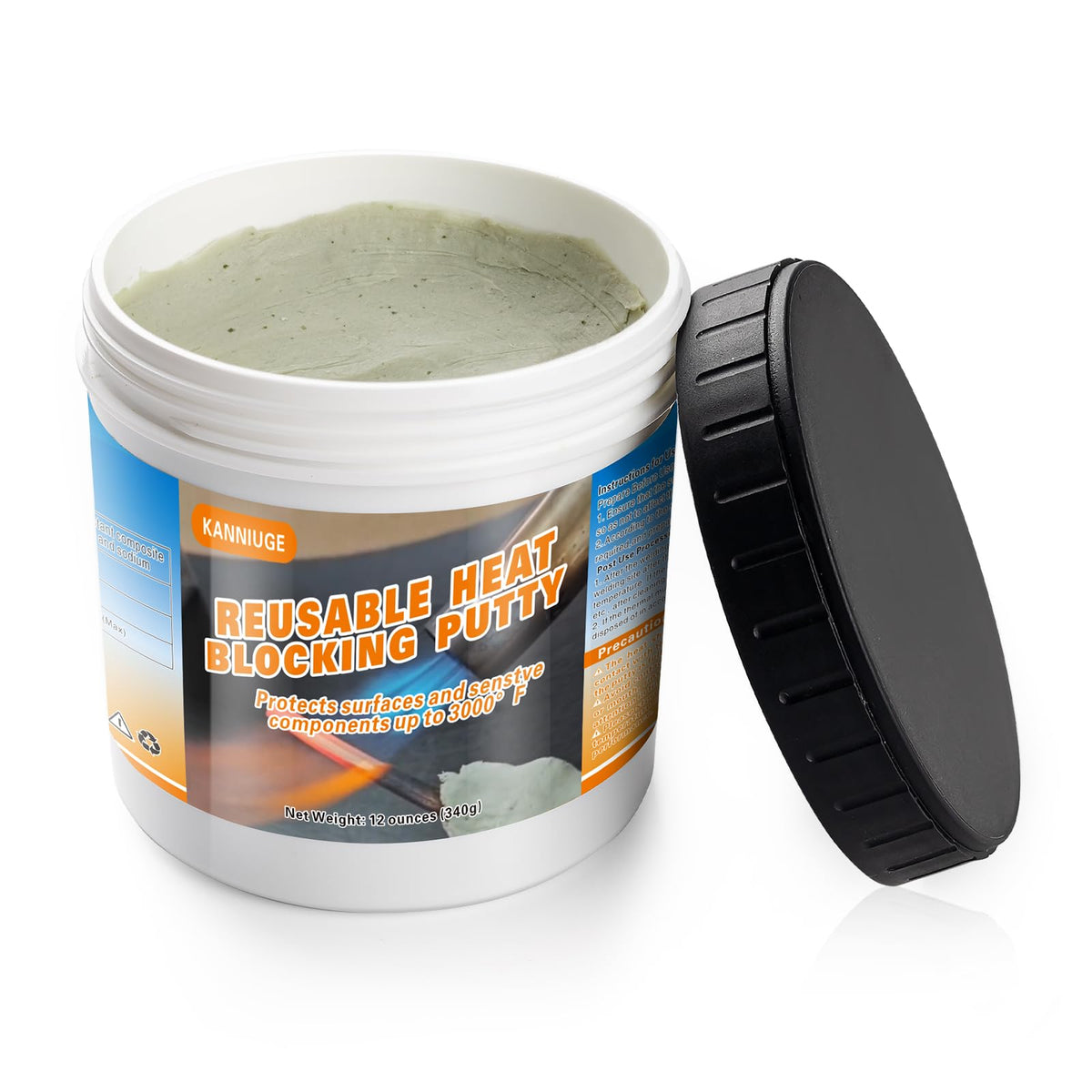 KANNIUGE 12oz heat-blocking putty pack protects equipment during high-temperature welding.