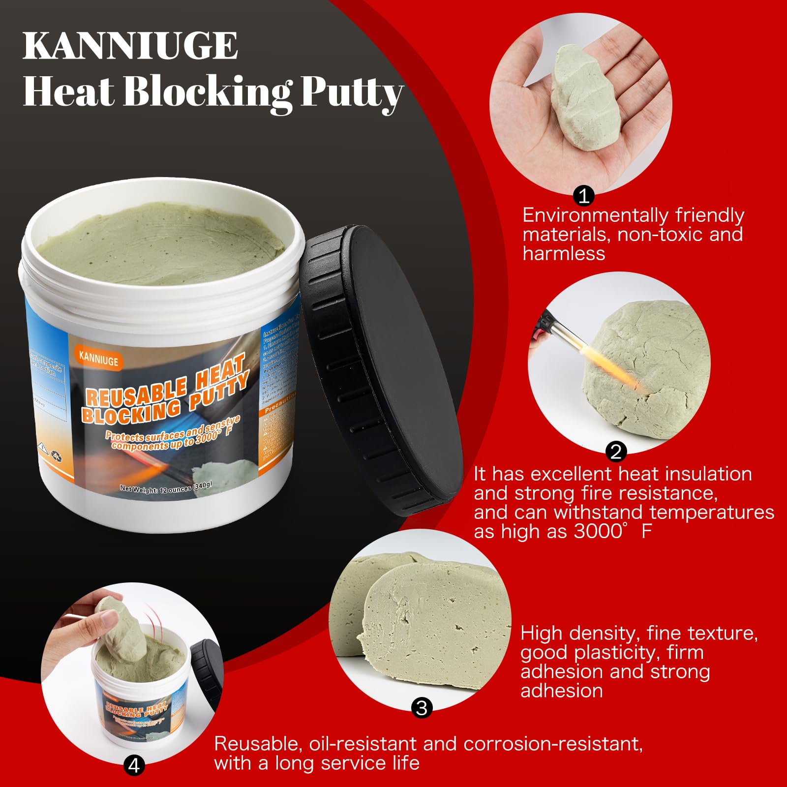KANNIUGE durable moldable thermal clay is reusable up to 40 times.