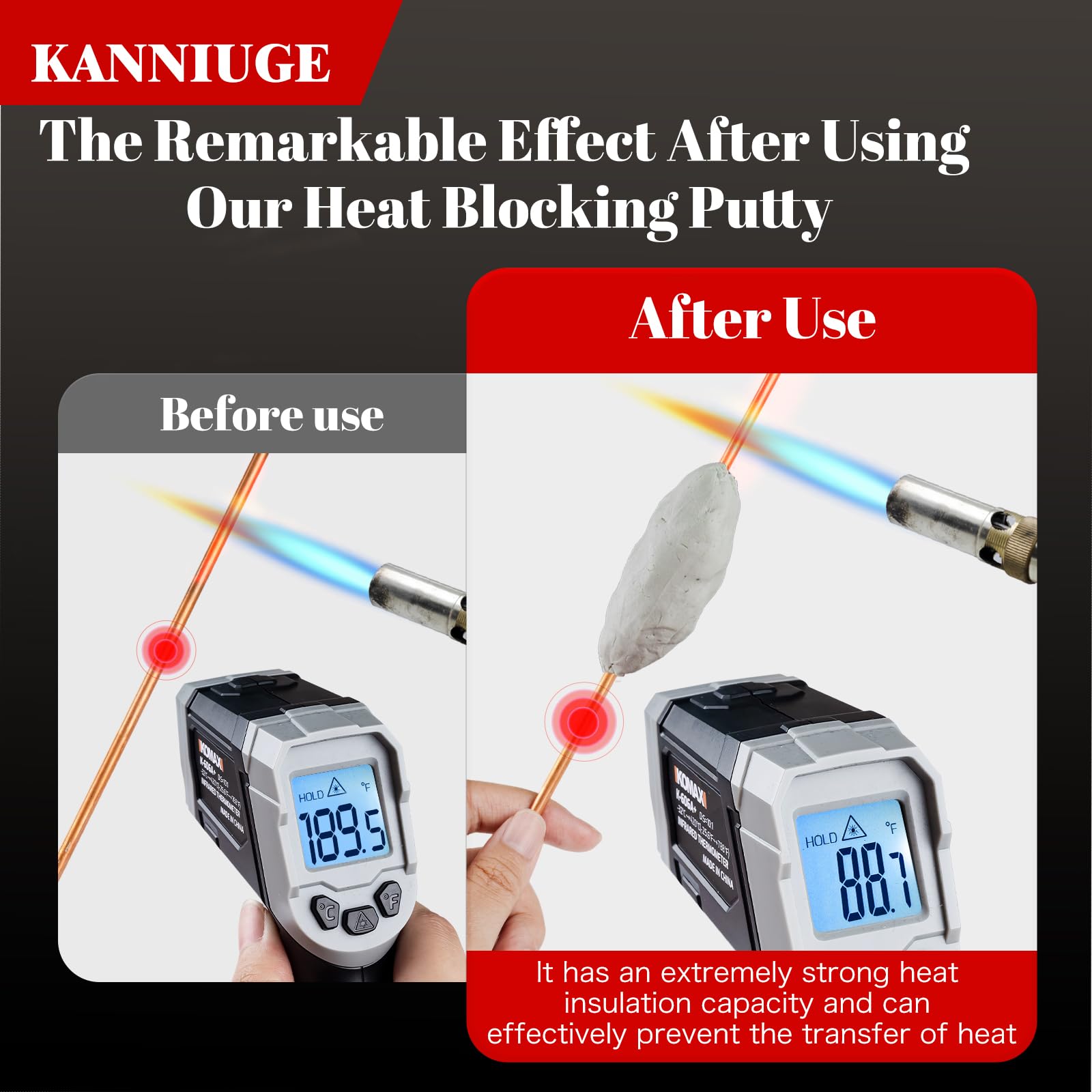 KANNIUGE reusable heat barrier putty supports plumbing and HVAC safety in tight spaces.