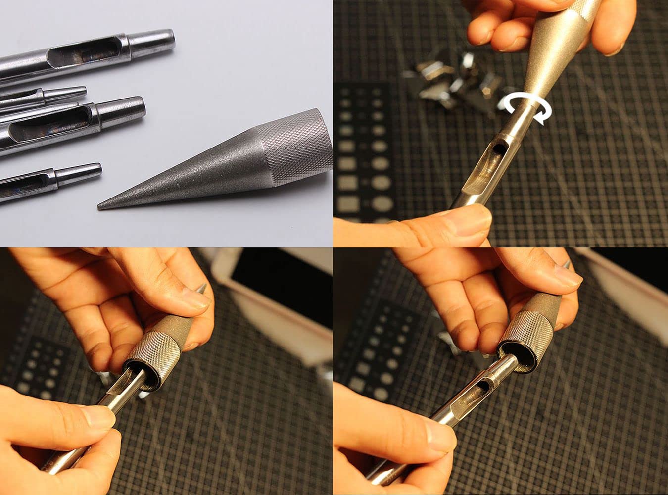 Kanonaki Emery Round Hole Punch Edge Sharpener packaged-ready tool for quick setup.