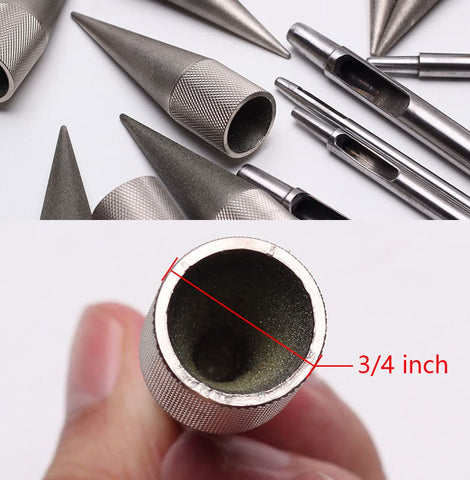Kanonaki Emery Round Hole Punch Edge Sharpener side view highlighting ergonomic handling.