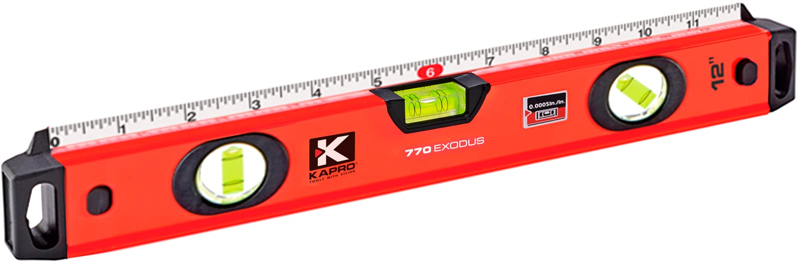 KAPRO 770 Exodus 12 inch box level with three vials for precise leveling on carpentry projects.