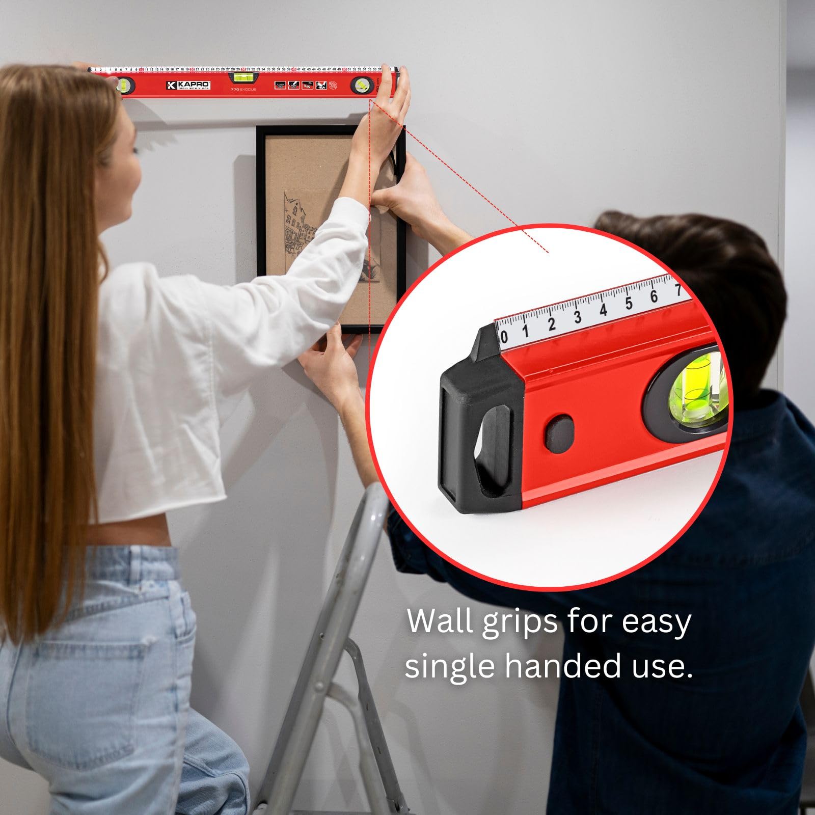 KAPRO 770 Exodus ruler edge with 1/16 inch increments for on-tool measuring.