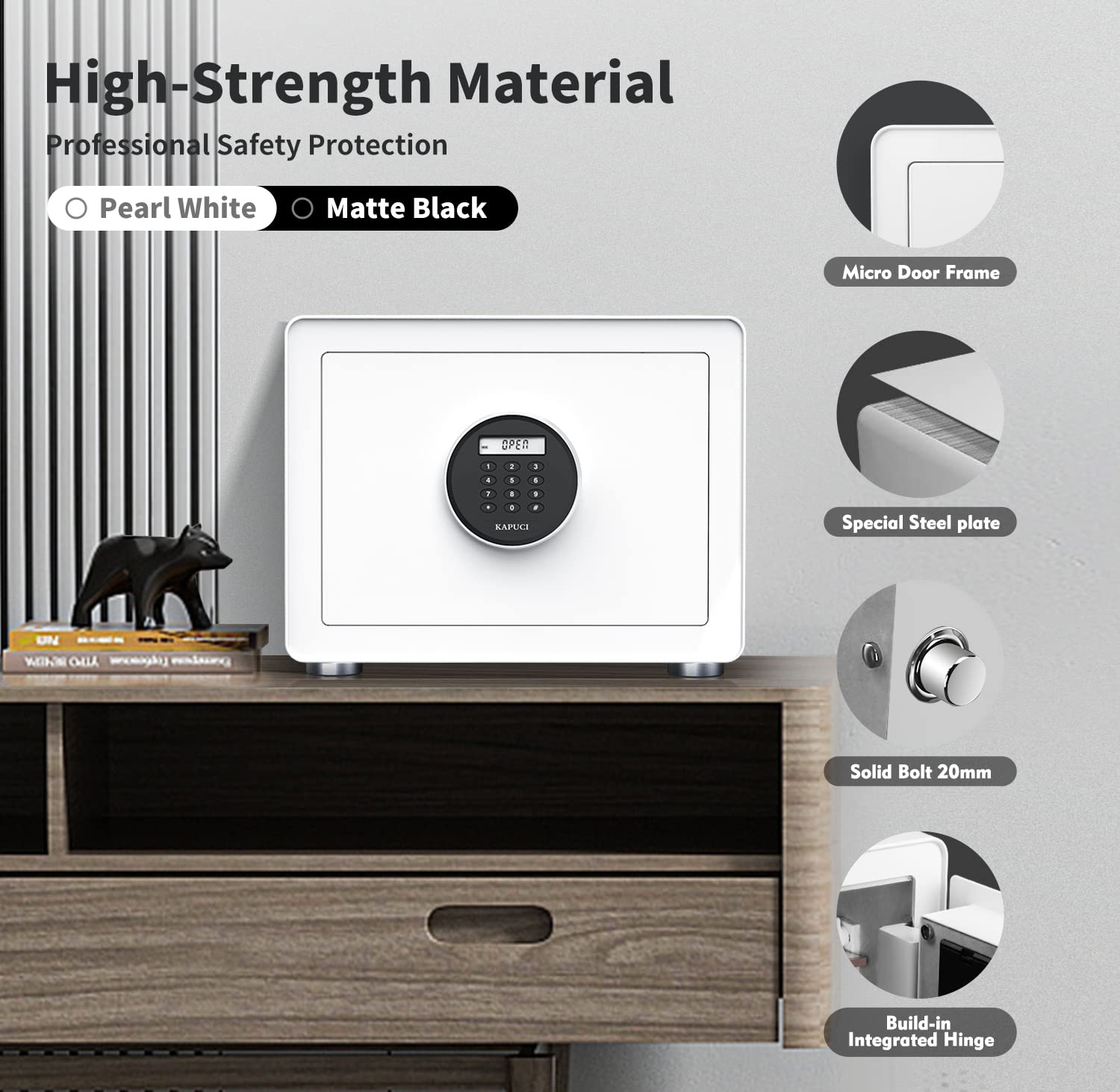 KAPUCI safe digital panel displaying keyless entry for quick access
