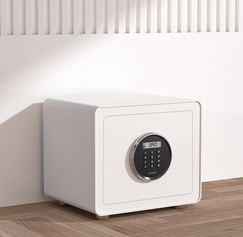 Inside KAPUCI safe with detachable shelf and soft felt lining