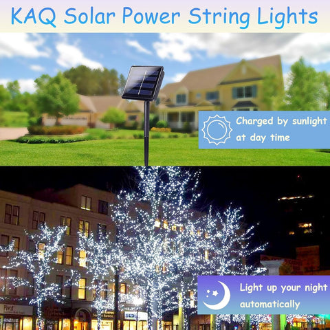 KAQ IP65 waterproof solar string lights withstand rain or snow for year-round use