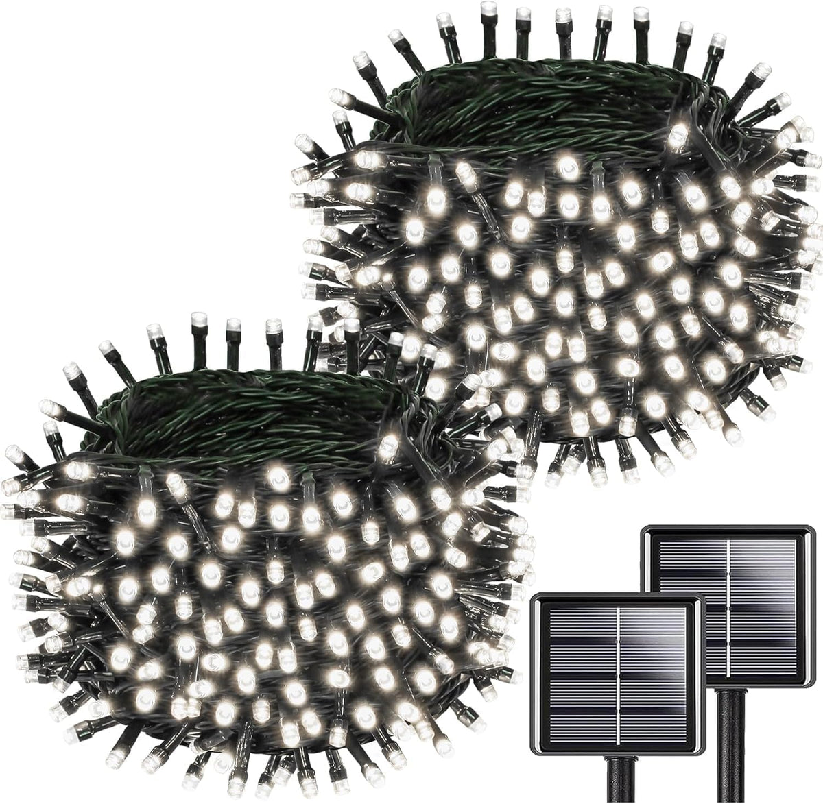 KAQ Upgrade 2Pack 200LED solar panel powered string lights for eco-friendly outdoor lighting