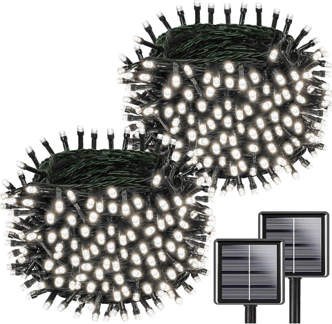 KAQ Upgrade 2Pack 200LED solar panel powered string lights for eco-friendly outdoor lighting