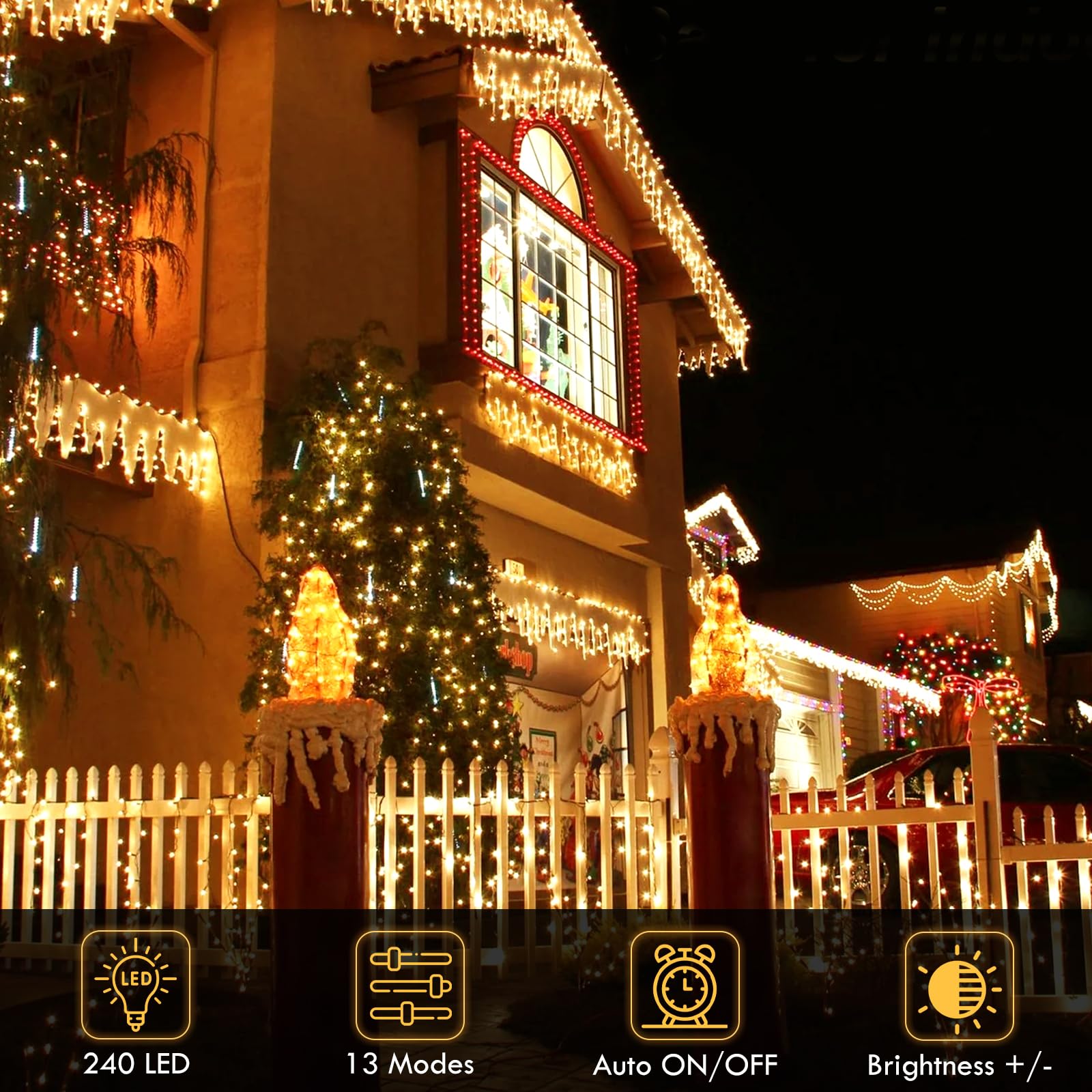 KAQ warm white fairy lights with 13 modes create cozy indoor ambience.