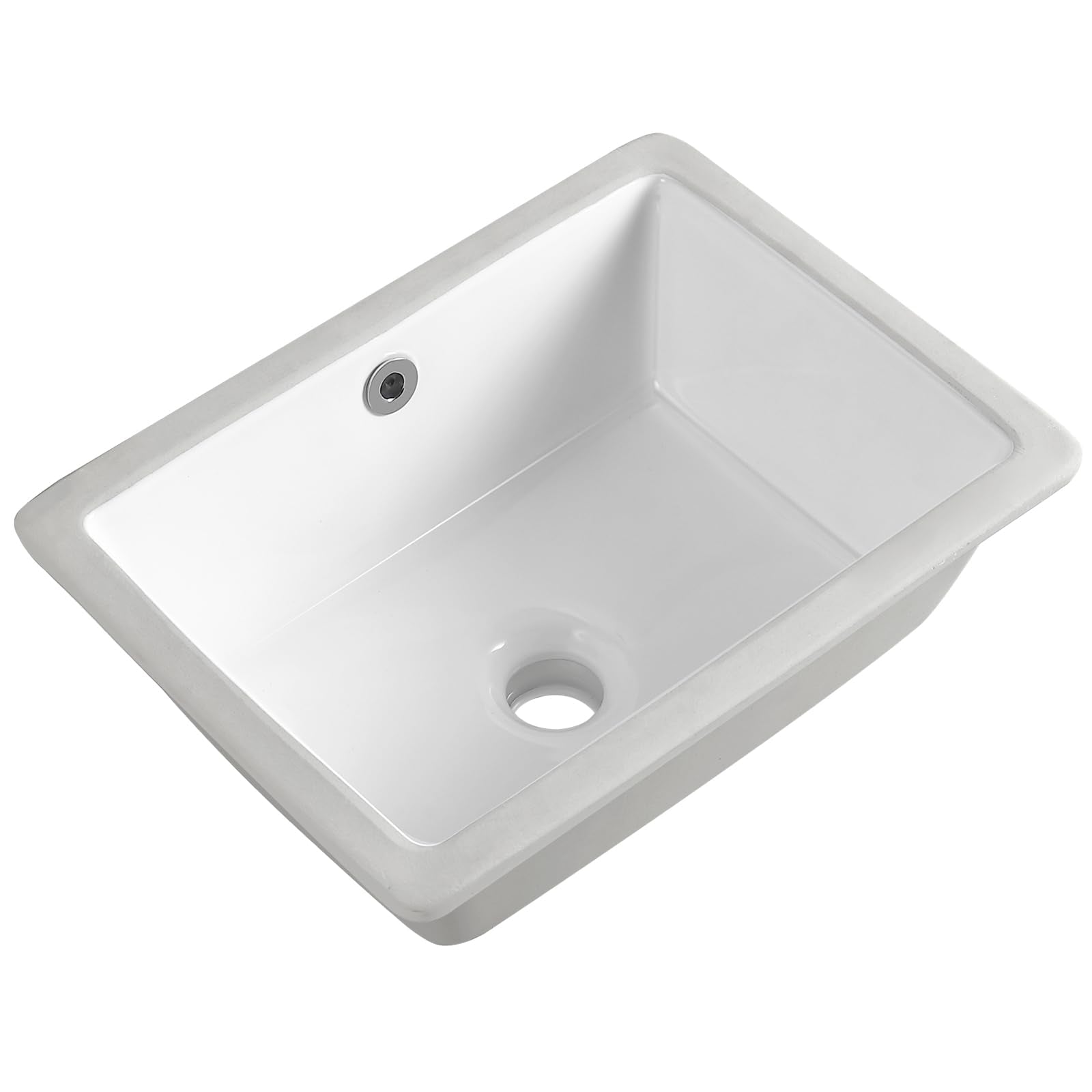 KARAMAG 16-inch rectangle undermount sink in white ceramic for a clean vanity look.