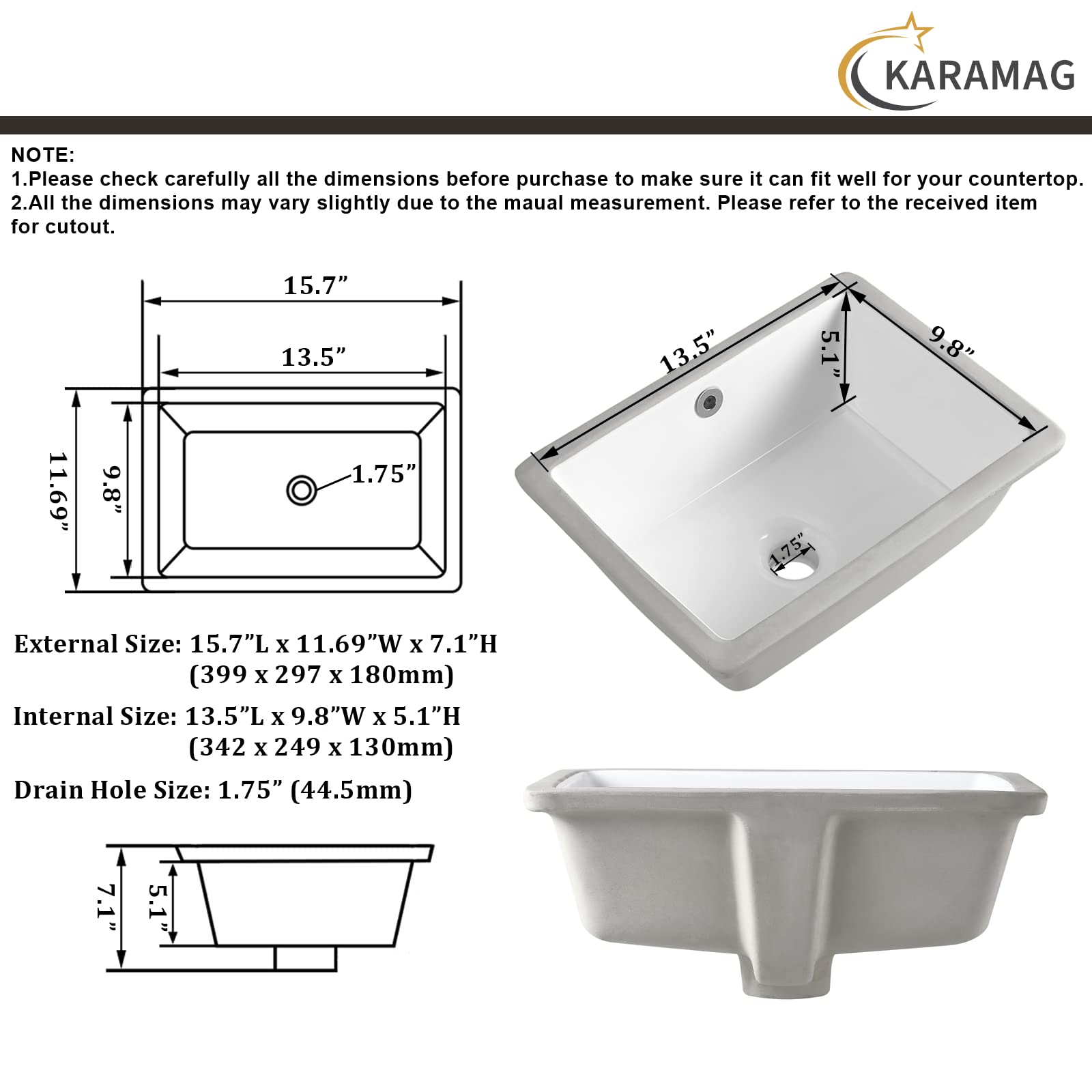 KARAMAG durable glazed vitreous china for lasting style and easy care.