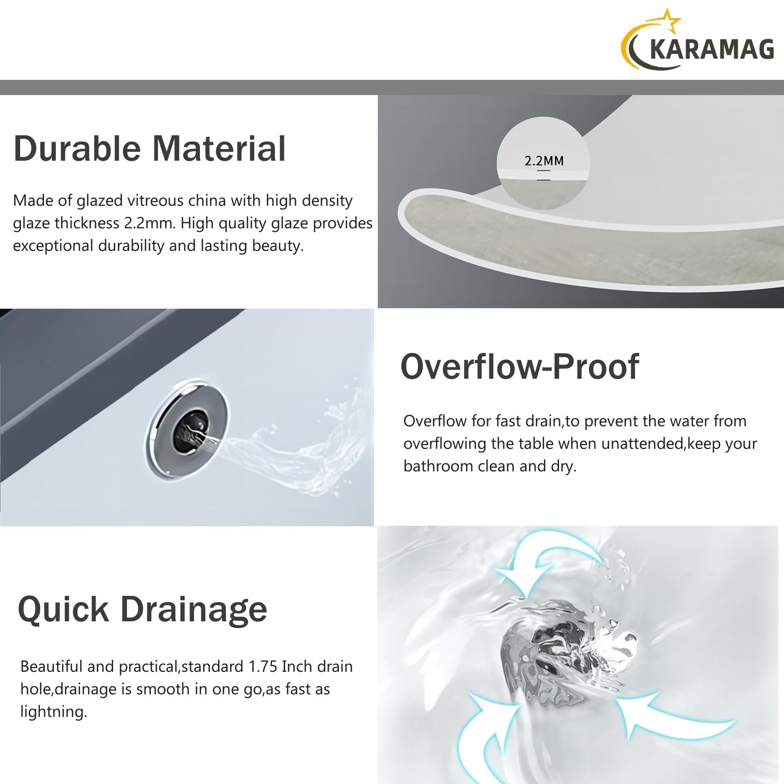 KARAMAG narrow rim profile offers a clean edge for seamless countertops