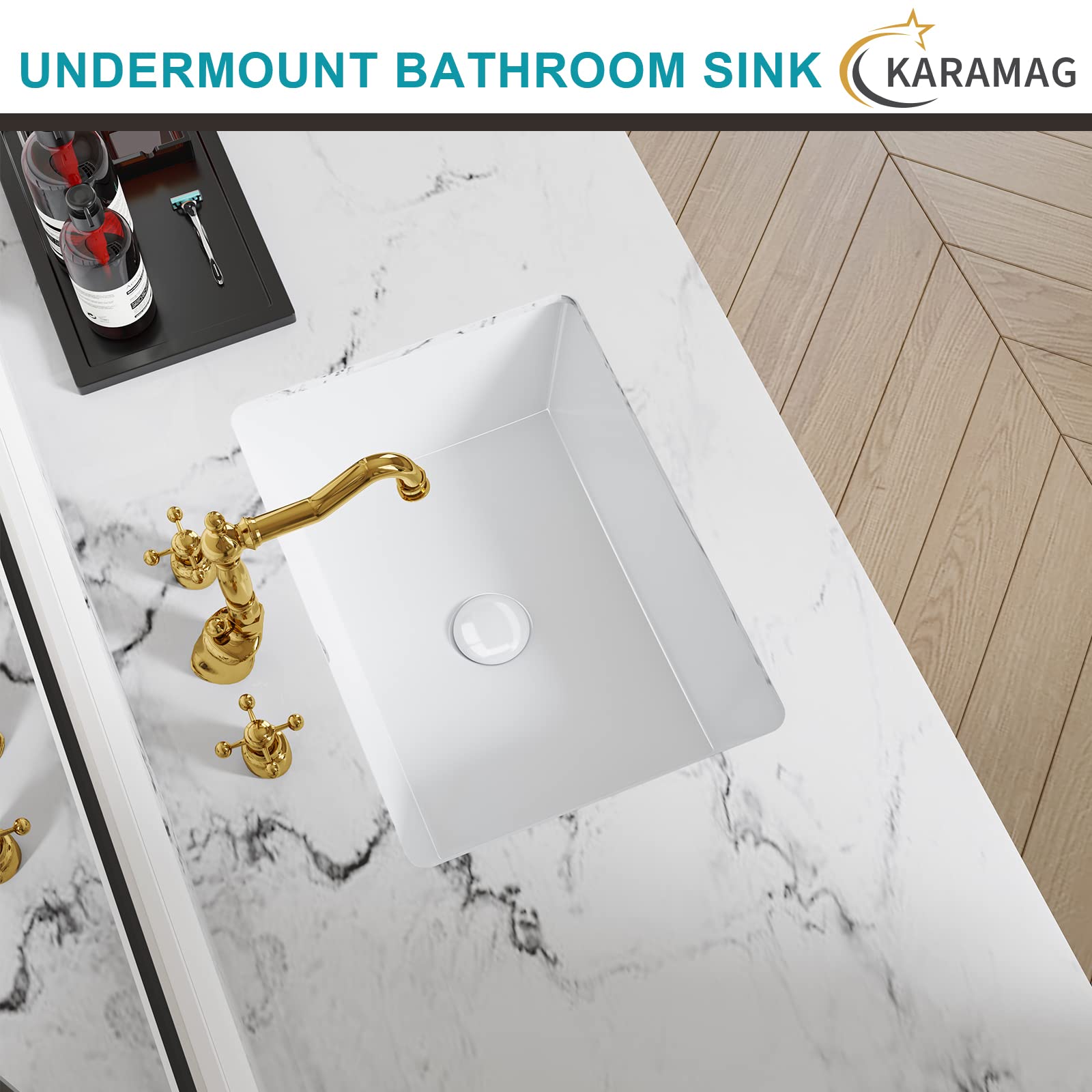 KARAMAG no faucet holes design allows flexible faucet placement.