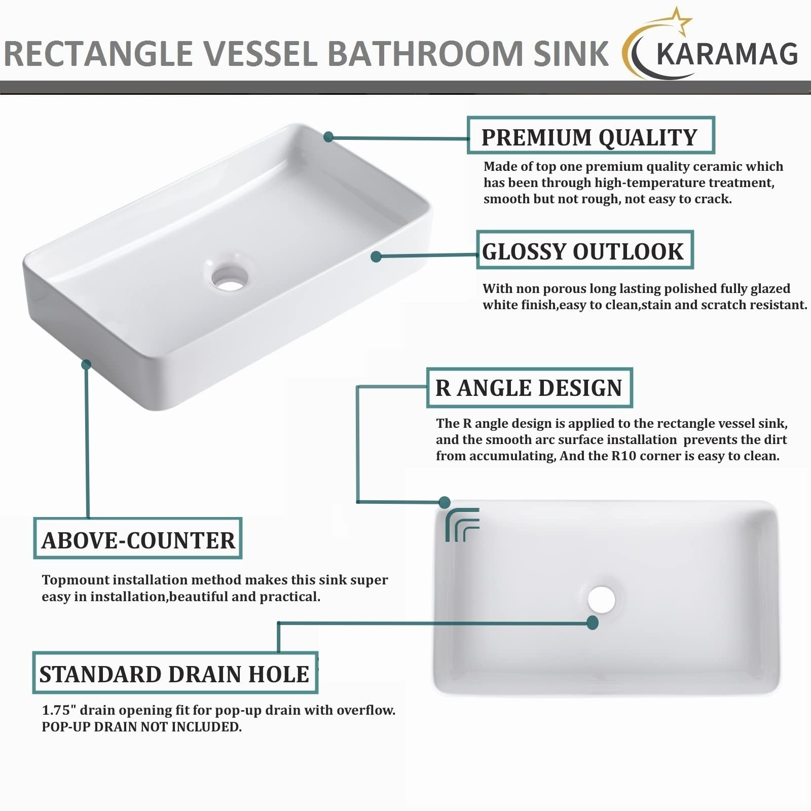 KARAMAG topmount vessel sink is easy to install and clean