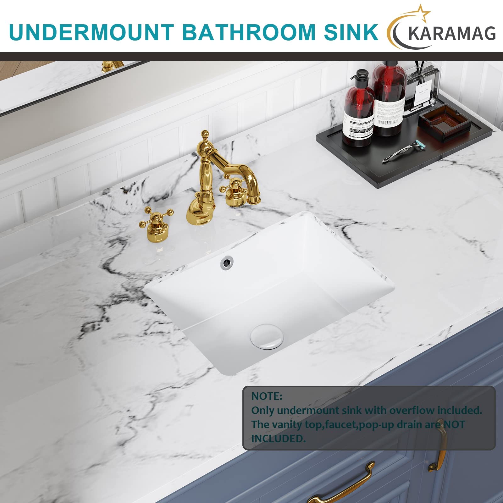 KARAMAG vertical-sides undermount design enhances modern bathroom geometry.
