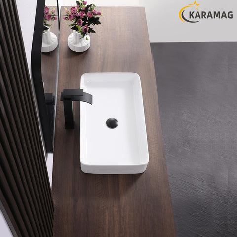 KARAMAG vessel sink glaze detail emphasizes tough, stain-resistant surface