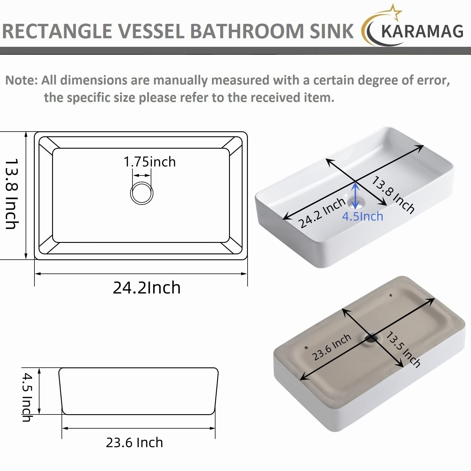 KARAMAG white ceramic sink surface that resists stains and wear