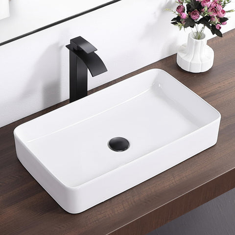 KARAMAG white rectangle vessel sink with clean lines for modern bathrooms