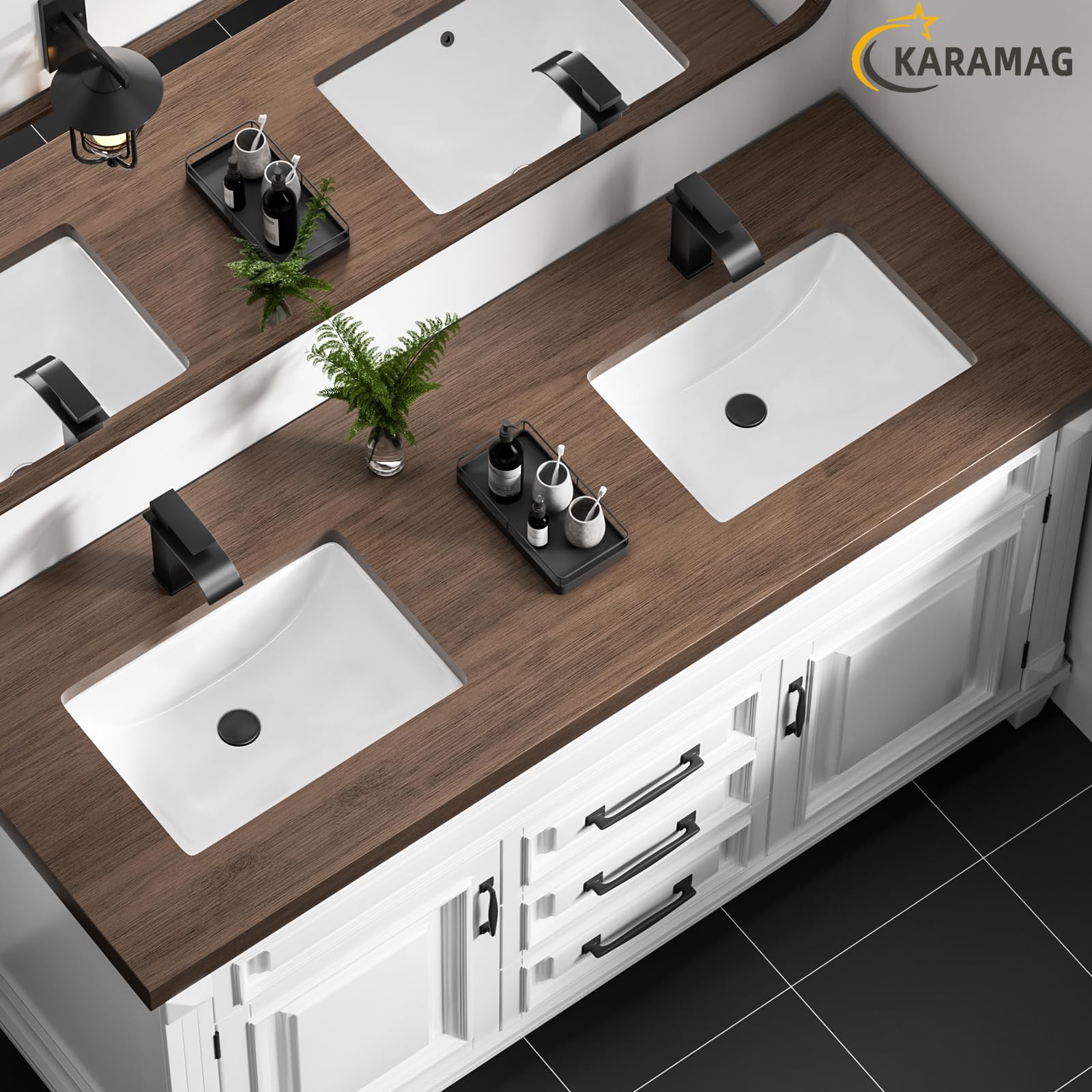 KARAMAG white sink with overflow demonstrates practical drainage design