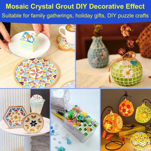 Karidge mosaic crystal grout kit box shows included tools and contents.