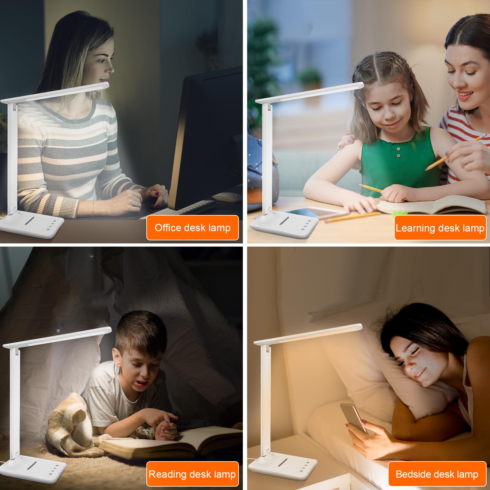 Karidi Desk Lamp with touch control and no buttons for easy adjustments