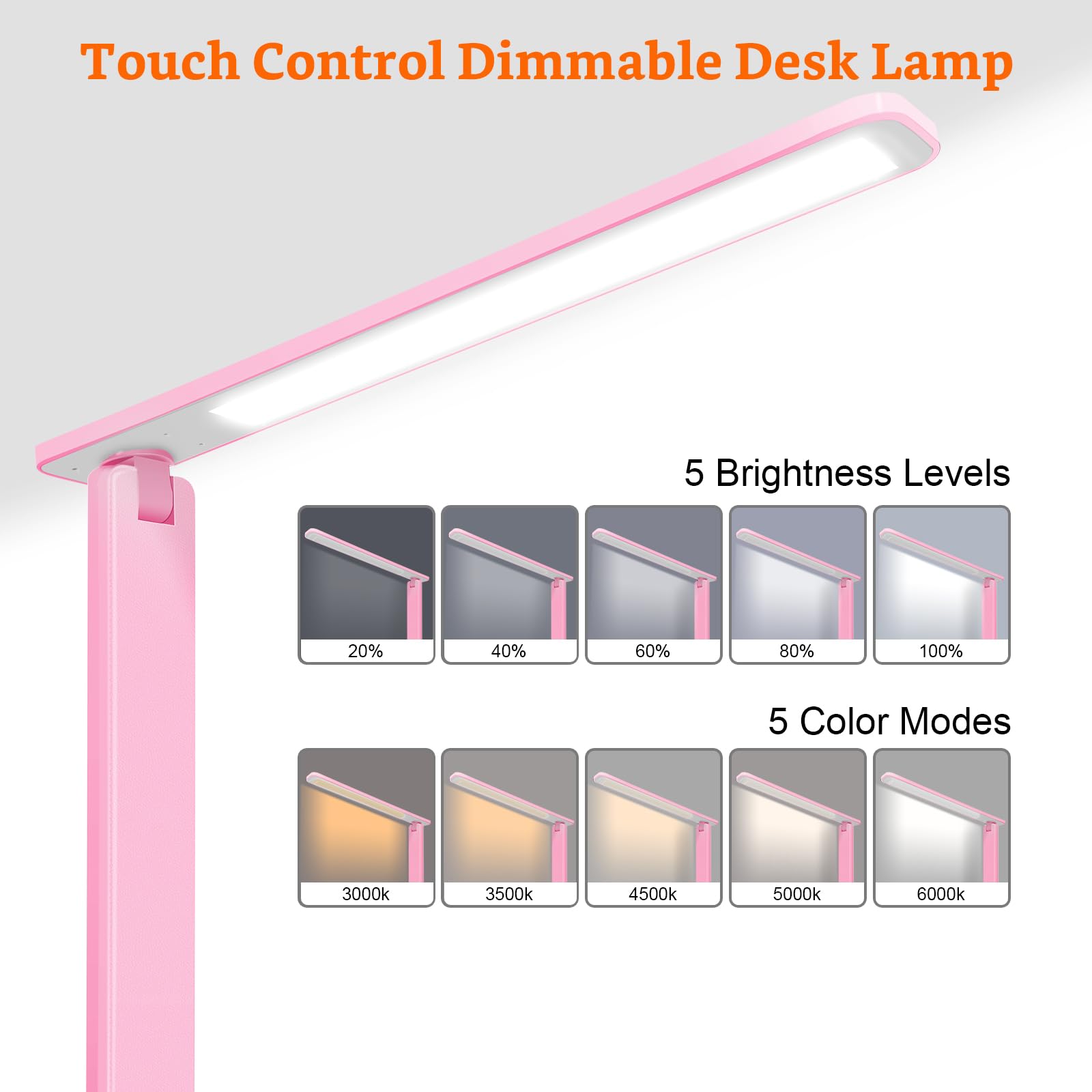 karidi LED desk lamp with touch control pink offers precise brightness at a tap