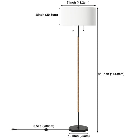 Karjoefar 2-light floor lamp ships with easy assembly and setup.