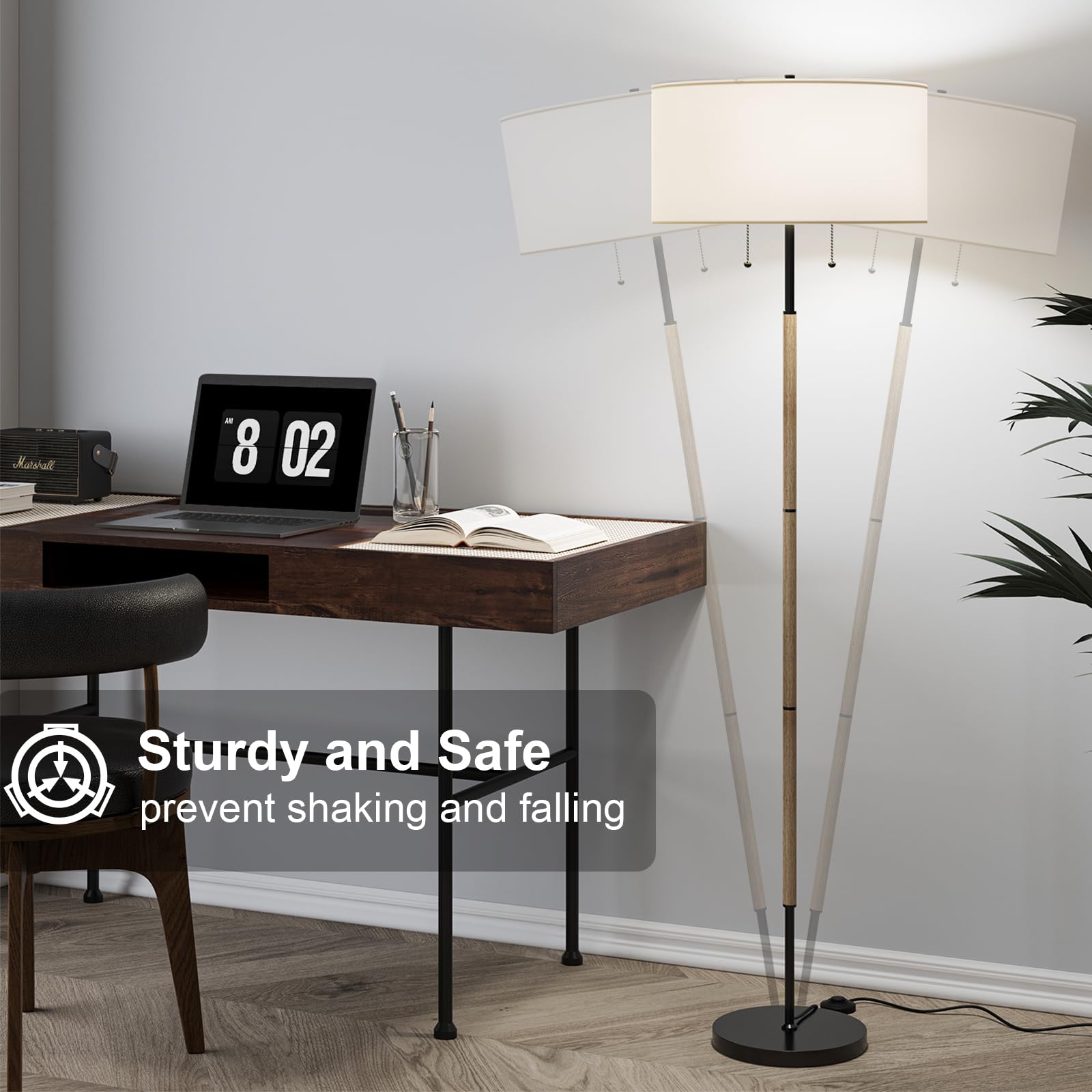 Karjoefar 2-light floor lamp includes two LED bulbs for ready-to-use lighting.