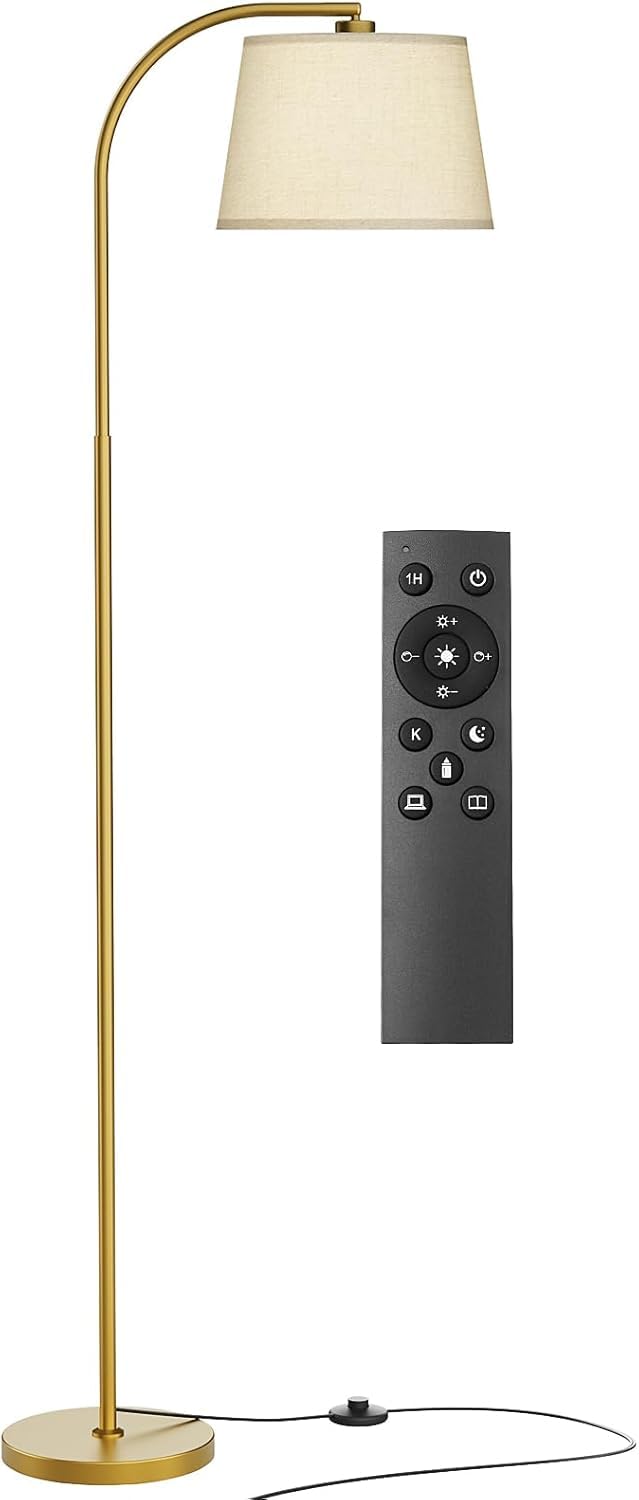 Karjoefar Arc Floor Lamp remote attaches magnetically for quick access