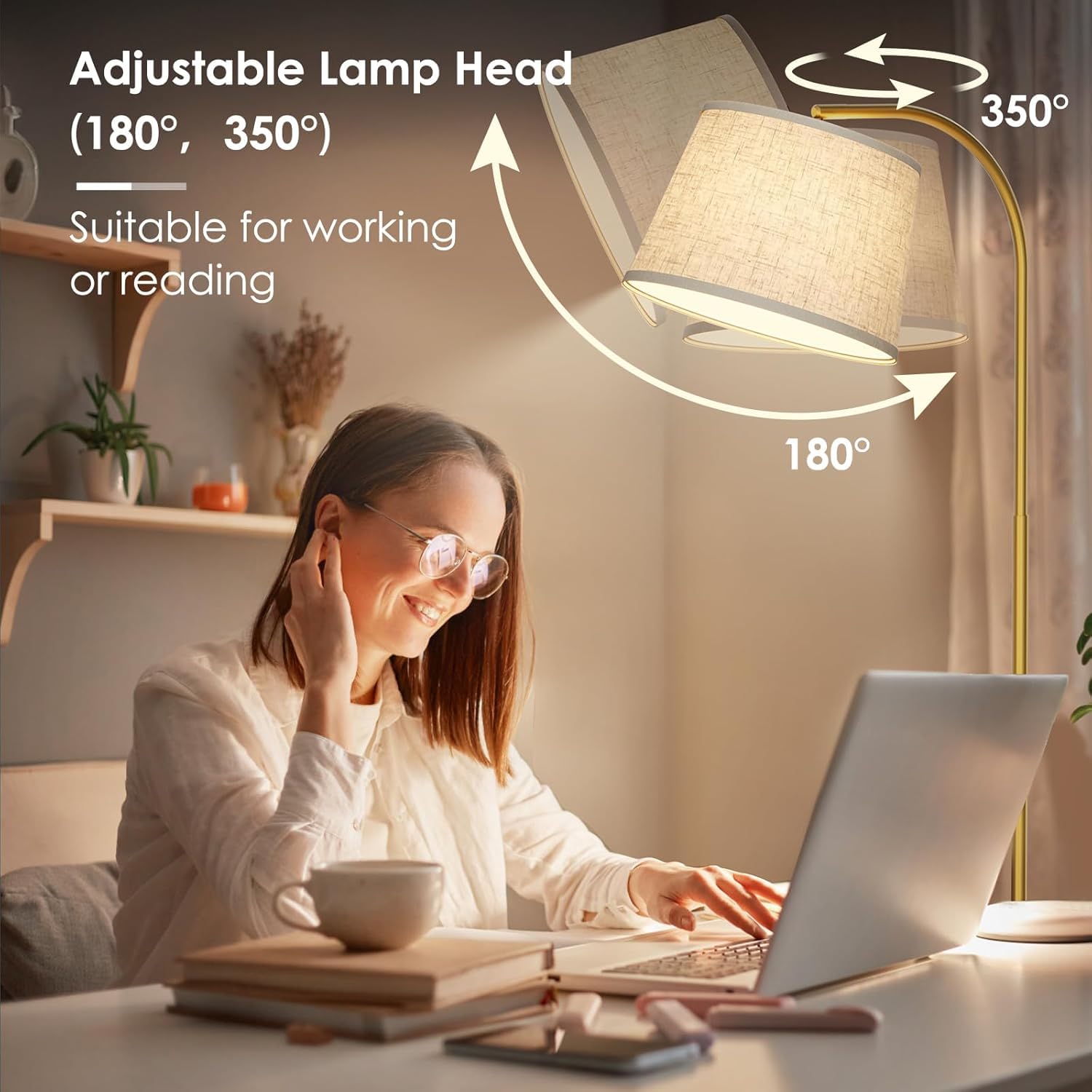 Karjoefar Arc Floor Lamp rotating shade enables precise lighting angles