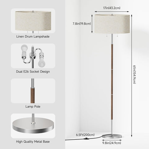 Karjoefar floor lamp with drawstrings for independent bulb control.