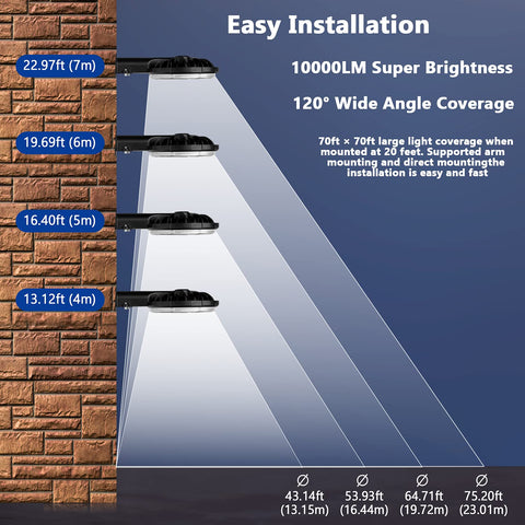 Karjoefar light mounted at 30 ft provides wide outdoor durability.