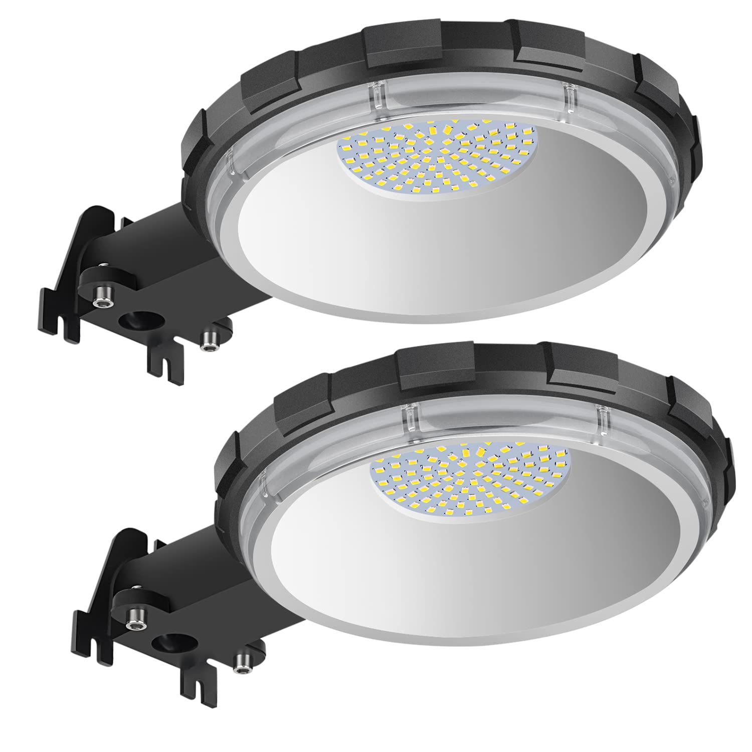 Karjoefar LED barn light in dusk-to-dawn mode illuminates outdoor spaces.