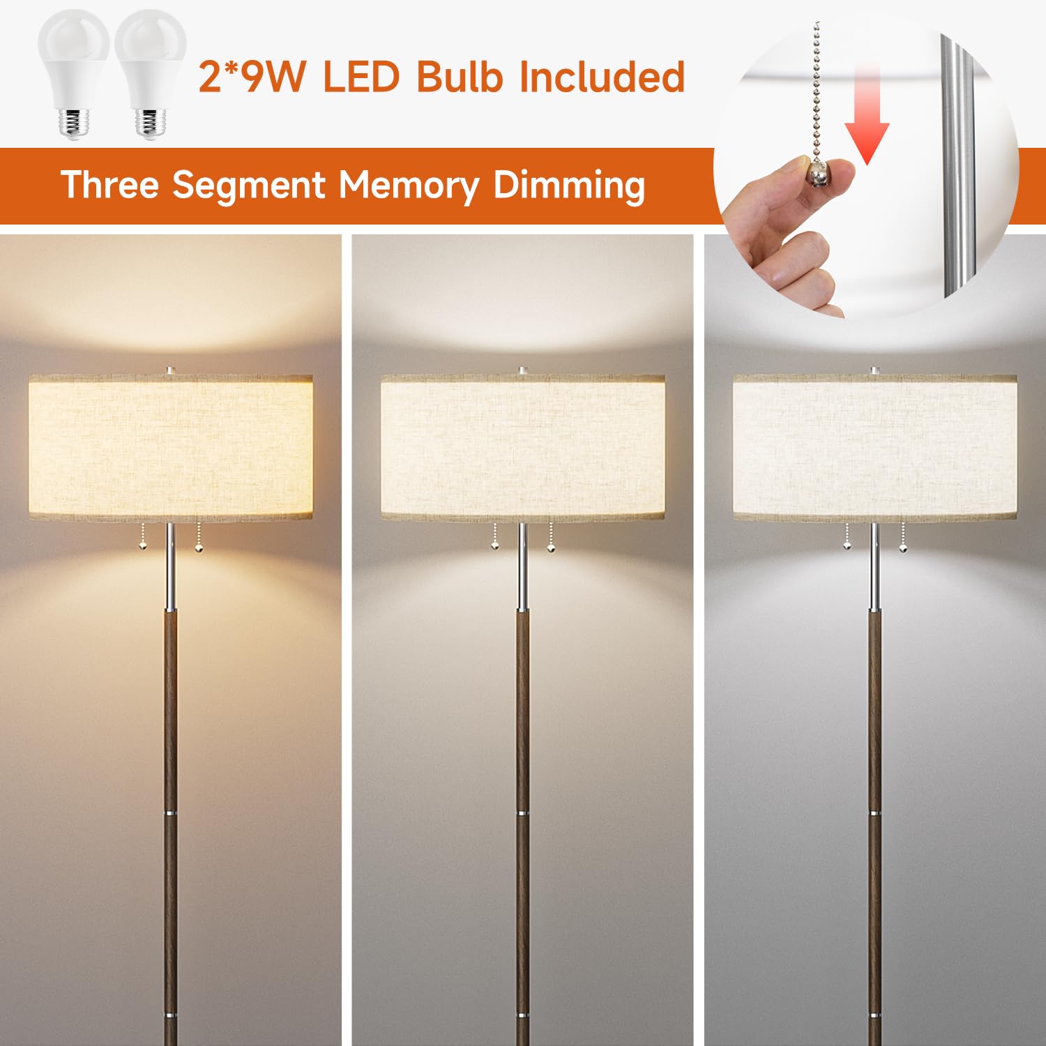 Karjoefar included 9W LED bulbs offer three temperature options.