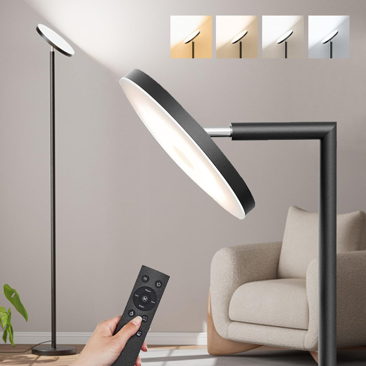 Karjoefar upgraded floor lamp with 69-inch height and tilting head for versatile lighting